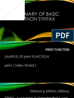 Summary of Basic Python Syntax