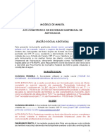 07 MODELO DE MINUTA DE CONTRATO SOCIAL Sociedade Unipessoal CSAOABCE ATUALIZADA