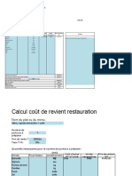 Calcul Cout de Revient Restauration Excel