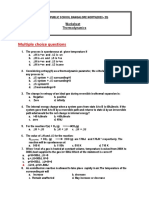 Multiple Choice Questions: Worksheet Thermodynamics