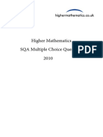 SQA Multiple Choice Questions Higher Mathematics 2010