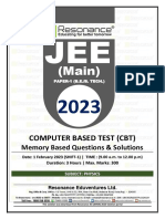 JEE Main 2023 January Session 1 Shift-1 (DT 01-02-2023) Physics