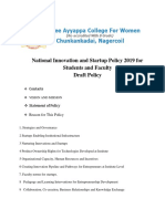 National Innovation and Startup Policy 2019 For Students and Faculty Draft Policy