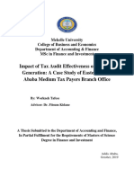 Impact of Tax Audit Effectiveness On Revenue Generation: A Case Study of Eastern Addis Ababa Medium Tax Payers Branch Office