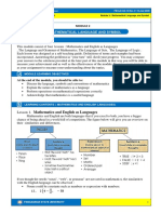 Mathematical Language and Symbol: Lesson 1. Mathematics and English As Languages