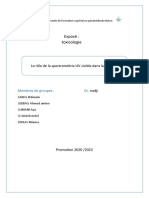 Exposé: Toxicologie: Le Rôle de La Spectrométrie UV Visible Dans La Biologie