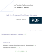 Aula 1 - Conjuntos Num Ericos e Intervalos: Universidade Federal Do Rio Grande Do Norte Escola de Ci Encia e Tecnologia