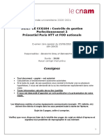 SUJET UE CCG104: Contrôle de Gestion Perfectionnement 2 Présentiel Paris HTT Et FOD Nationale