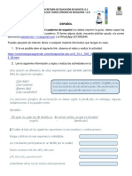 Español La Guía Debe Ser Resuelta en El Cuaderno de Español (No Debes Imprimir La Guía), Debes Copiar Las