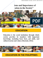 "Functions and Importance of Education in The Society": Week 8