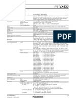 Panasonic PTvx430 Projector Spec