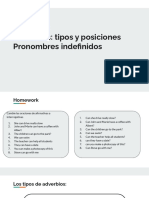 Clase XVI - Adverbios - Tipos y Posiciones Pronombres Indefinidos