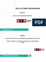 Introducción A La Vida Universitaria: Semana 6 Creencias en Mi Desarrollo Personal