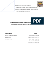 Plan de Mantenimiento Preventivo y Correctivo para Las Computadoras Administrativas Del Complejo Educativo Pedro Eligio Mendez