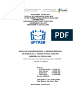 Informe Final Manual de Organización Bernardin de Venezuela Ca - Uptaeb