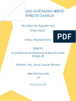 Jiménez Ortiz Usiel. 6°B. Ensayo La Arquitectura de Oaxaca en La Segunda Mitad Del Siglo XX