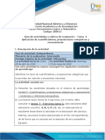 Guia de Actividades y Rúbrica de Evaluación - Unidad 3 - Tarea 3 - Aplicación de Cuantificadores, Proposiciones Categóricas y Razonamiento