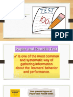 TYPES OF PENCIL AND PAPER TEST (Selected Response Items)