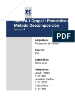 Tarea 4.1 Grupal - Pronostico de Ventas Método Descomposición