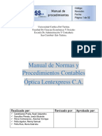 Manual de Procedimientos Contables de Una Optica