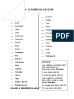 Vocabulary Classroom Objects