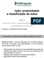 Aula 1 - FÍSICA DO SOLO I - GRANULOMETRIA, DENSIDADE, CONSISTÊNCIA E AR DO SOLO