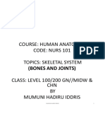 Course: Human Anatomy 1 Code: Nurs 101 Topics: Skeletal System