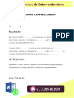 Modelo Contrato de Subarrendamiento