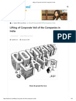 Lifting of Corporate Veil of The Companies in India: Subject-Wise Law Notes