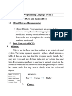 C++ Programming Language-: Unit-1 1. Introduction To Oops and Basics of C++ 1.1 Object Oriented Programming