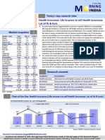 Market Snapshot: Today's Top Research Idea Health Insurance: Life Insurers To Sell Health Insurance: Lot of Ifs & Buts