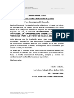 Comunicado de Prensa Cierre Paso Pehuenche Complejo Chileno