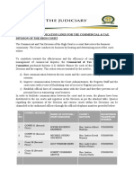 Official Communication Lines For The Commercial & Tax Division of The High Court