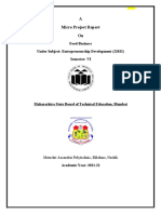 A Micro Project Report On: Food Business Under Subject: Entrepreneurship Development (22032) Semester: VI