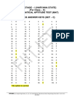 Solution - Answer Key - Haryana State - Ntse - Stage 1 - Mat - 2019-20