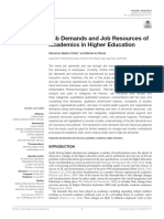 Job Demands and Job Resources of Academics in High