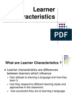 Learner Autonomy - Learner Characteristics