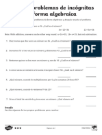 Expresar Problemas de Incógnitas de Forma Algebraica Nivel Alto