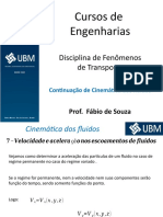 Aula 06 Disciplina de Fenomenos de Transporte - Continuacao Cinematica Dos Fluidos