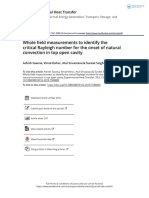 Whole Field Measurements To Identify The Critical Rayleigh Number For The Onset of Natural Convection in Top Open Cavity