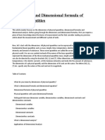 Dimensions and Dimensional Formula of Physical Quantities