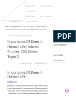 Importance of Deen in Human Life - Islamic Studies, CSS Notes, Topic-2 - Ilmcorner