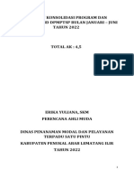 LAporan Konsolidasi Program Dan Kegiatan APBD DPMPTSP Bulan Januari Tahun 2022 FIX