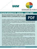 Boletin El Defensor Santa Cruz Medio Ambiente Residuos Salidos y Desechos