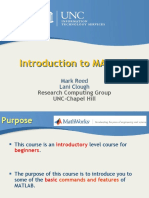 Introduction To MATLAB: Research Computing Group UNC-Chapel Hill