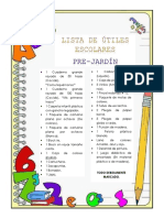 Lista de Utiles Escolares. Preescolar 2020