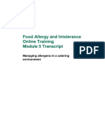 Food Allergy and Intolerance Online Training Module 5 Transcript