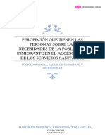 Percepcion Sobre Las Necesidades de Las Personas Inmmigrantes Frente Al Sistema de Salud