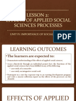 Diass Unit Iv, Lesson 2 - Effects of Applied Social Sciences Processes