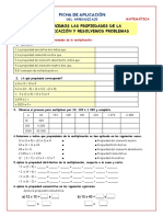 Ficha - Matematica - Conocemos Las Propiedades de La Multiplicación y Resolvemos Problemas